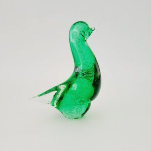 Venetian Glass Penguin Green Figurine Paperweight Made in Italy Animal Decor
